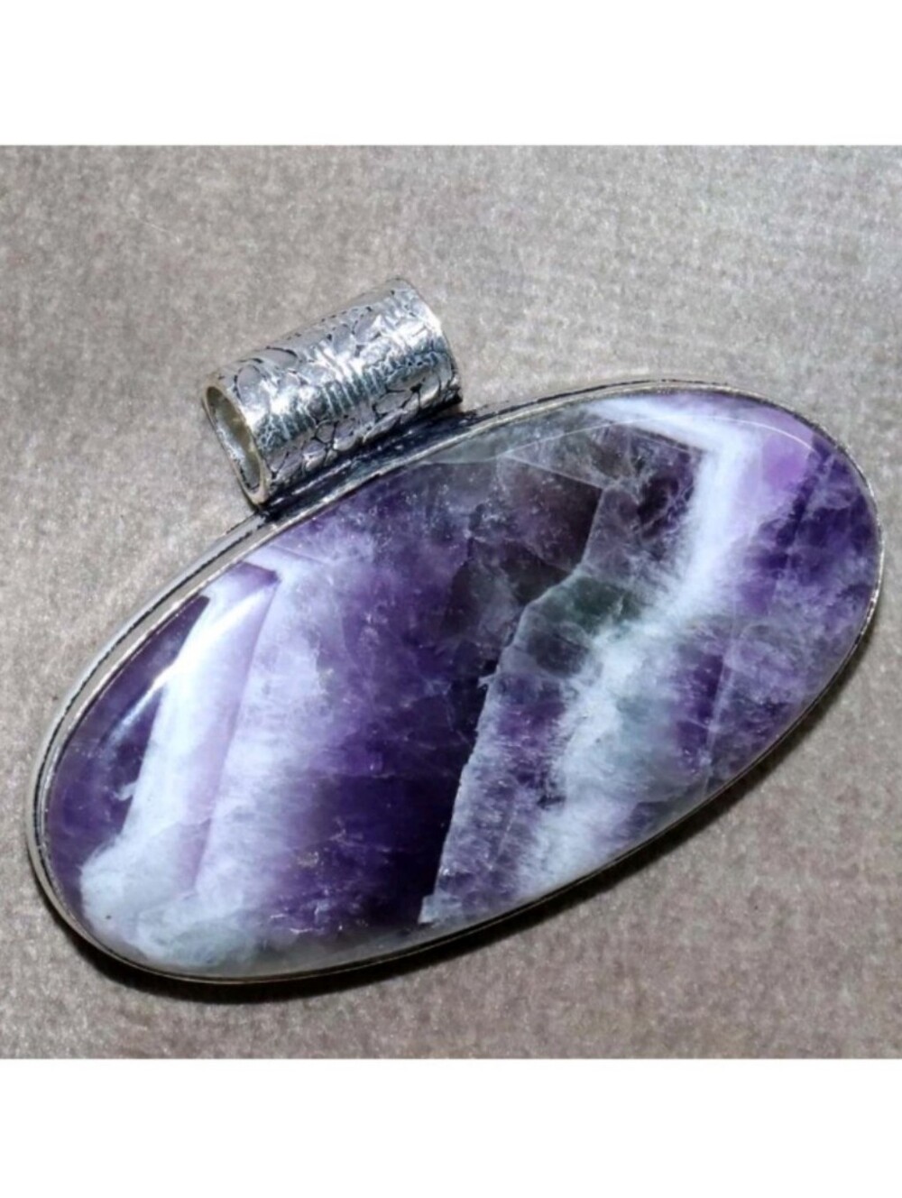 Chevron Amethyst Gemstone Jewelry 925 Sterling Silver Handmade Pendant Necklace